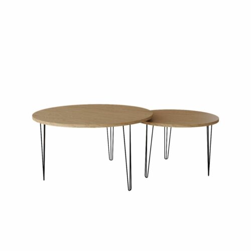 זוג שולחנות סלון עגולים מודרניים דגם אוסטין במגוון צבעים לבחירה