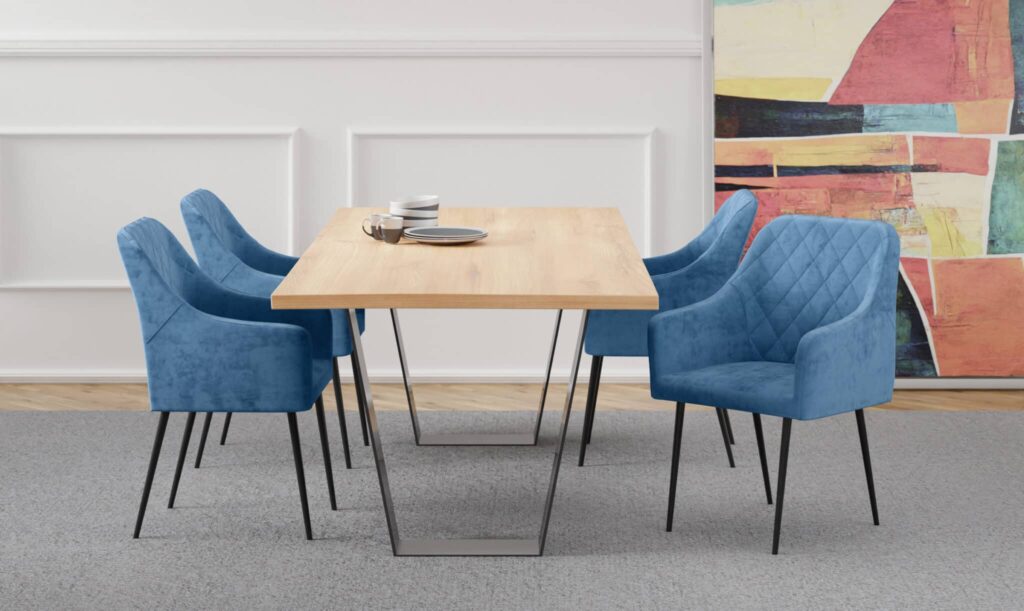 כיסא לפינת אוכל יוקרתי מרופד קטיפה דגם תומס